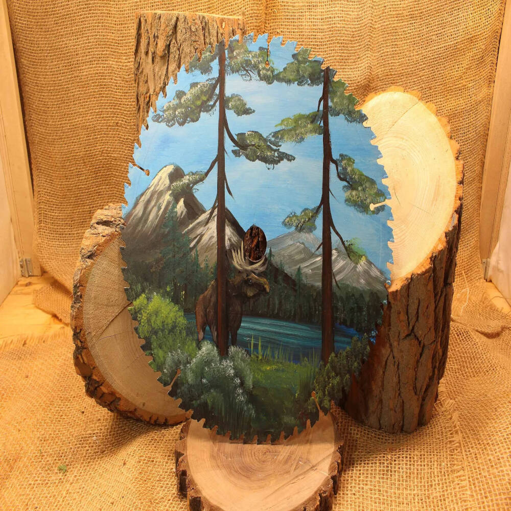 “Up North” – Hand Painted Saw Blade Wall Art
